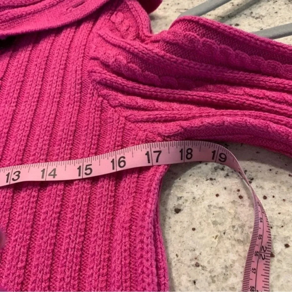Anne Klein Cardigan Women Size M Pink Excellent Cable Knit Portrait Collar - Picture 7 of 9